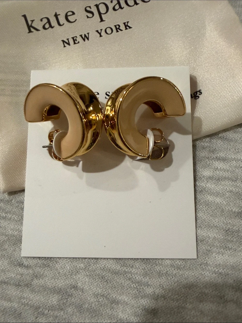kate spade Beige/Neutral Bold Small Hoops/NWT